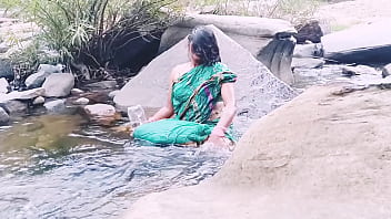 Aunty’s Wild Waterfall Bath With Filthy Telugu Whispers In The Open Air.