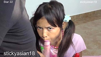 Slim Asian Teen’s Gagging Mouthful Compilation