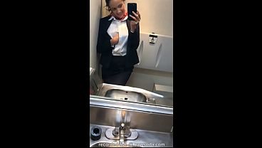 Mile-high Masturbation: A Latina Stewardess Climaxes In The Lavatory