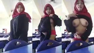 Hijab-wearing Vocational School Teacher Flaunts Her Big Tits